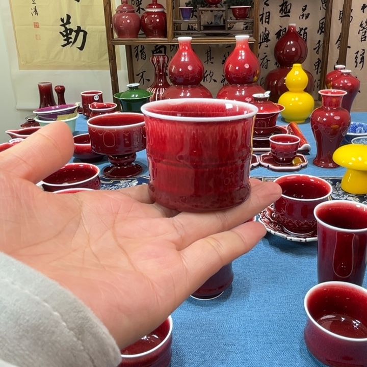 萍***聚景德镇陶瓷展竹节杯