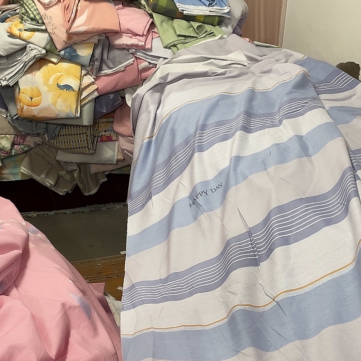 莫代尔纤维长绒棉蓝灰条纹6米