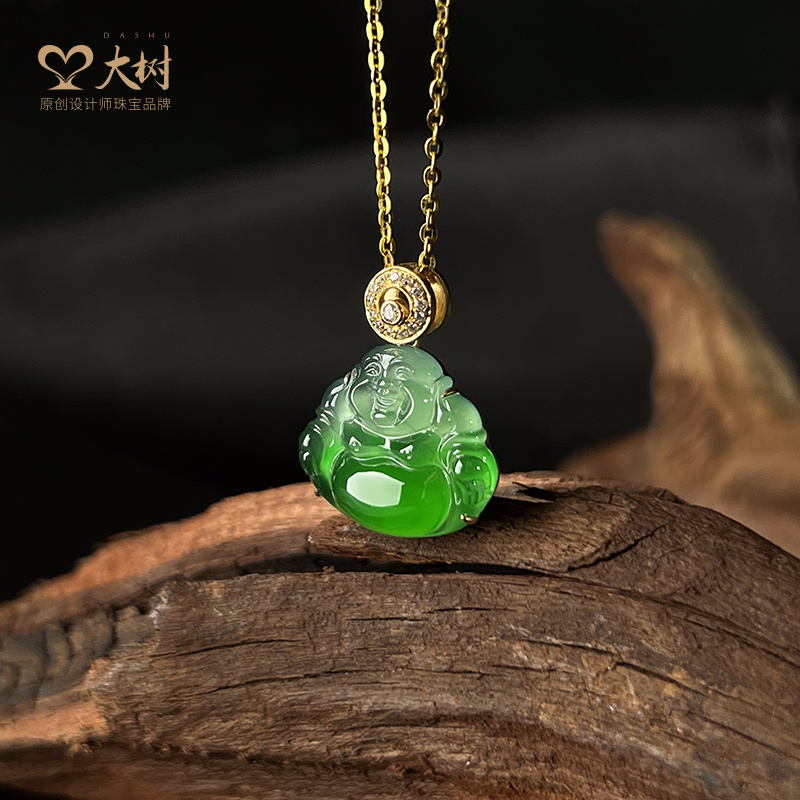 高定 天然A货翡翠/18k金镶嵌/佛公（5006）