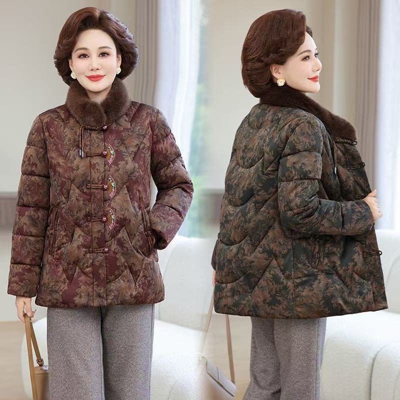 妈妈冬装棉服棉衣中老年人棉袄中式奶奶加绒外套老太太加厚保暖女