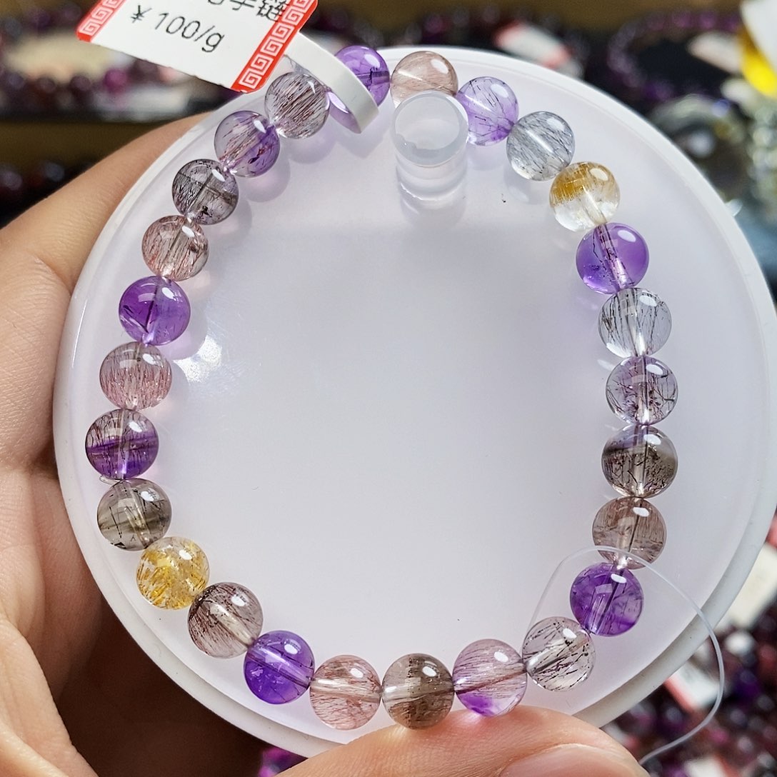 未镶嵌手链水晶透体稀有色仙女超7m+ V044