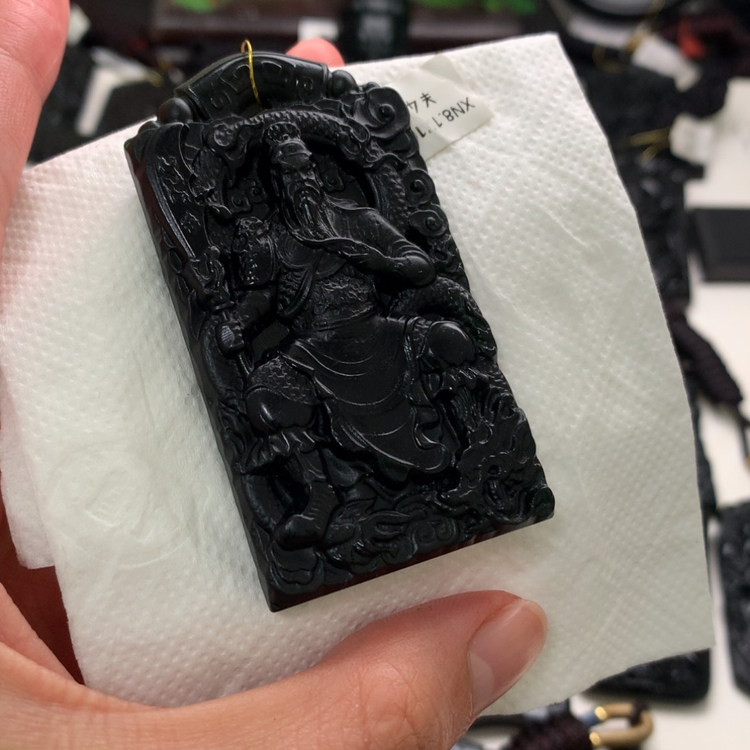 天然缅甸a货钢琴黑挂件