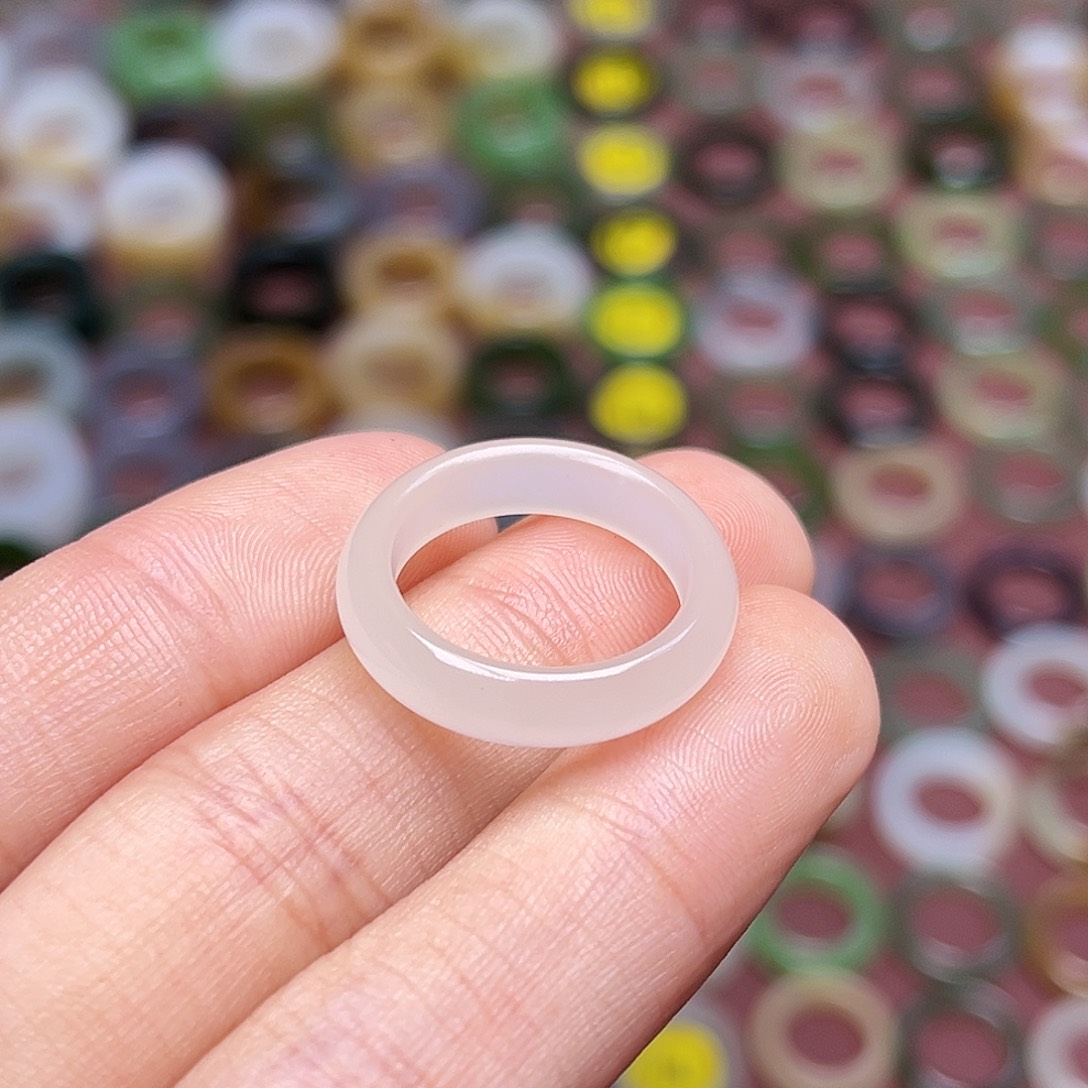 和田玉戒指未镶嵌12码高冰白