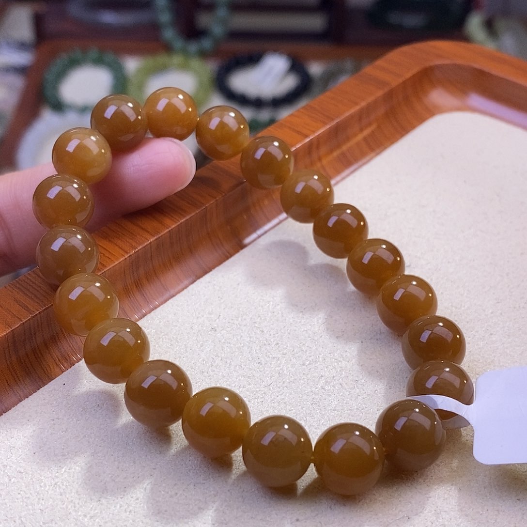 颈饰未镶嵌和田玉新疆且末糖手链10m