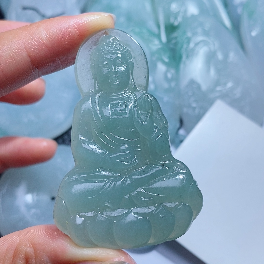 定制翡翠未镶嵌毛货付款后确认抛光