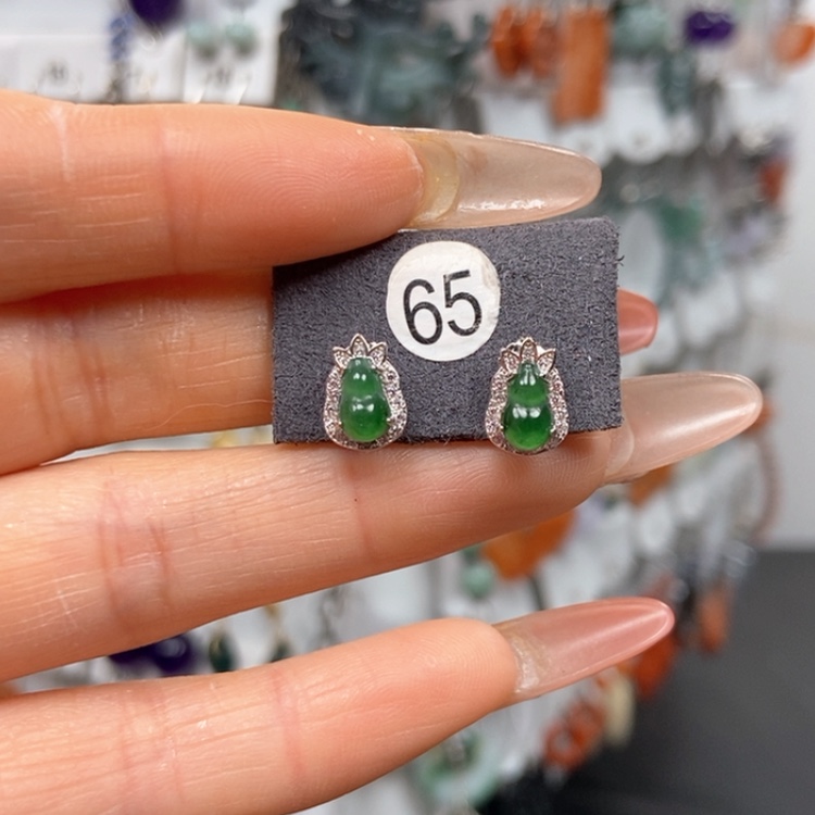 【闪购商品】翡翠耳饰银S925镶嵌耳饰