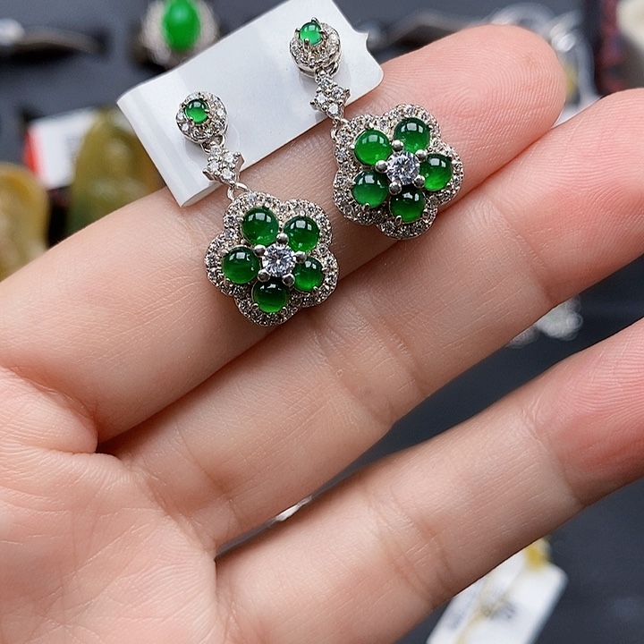 翡翠未镶嵌耳饰缅甸翡翠