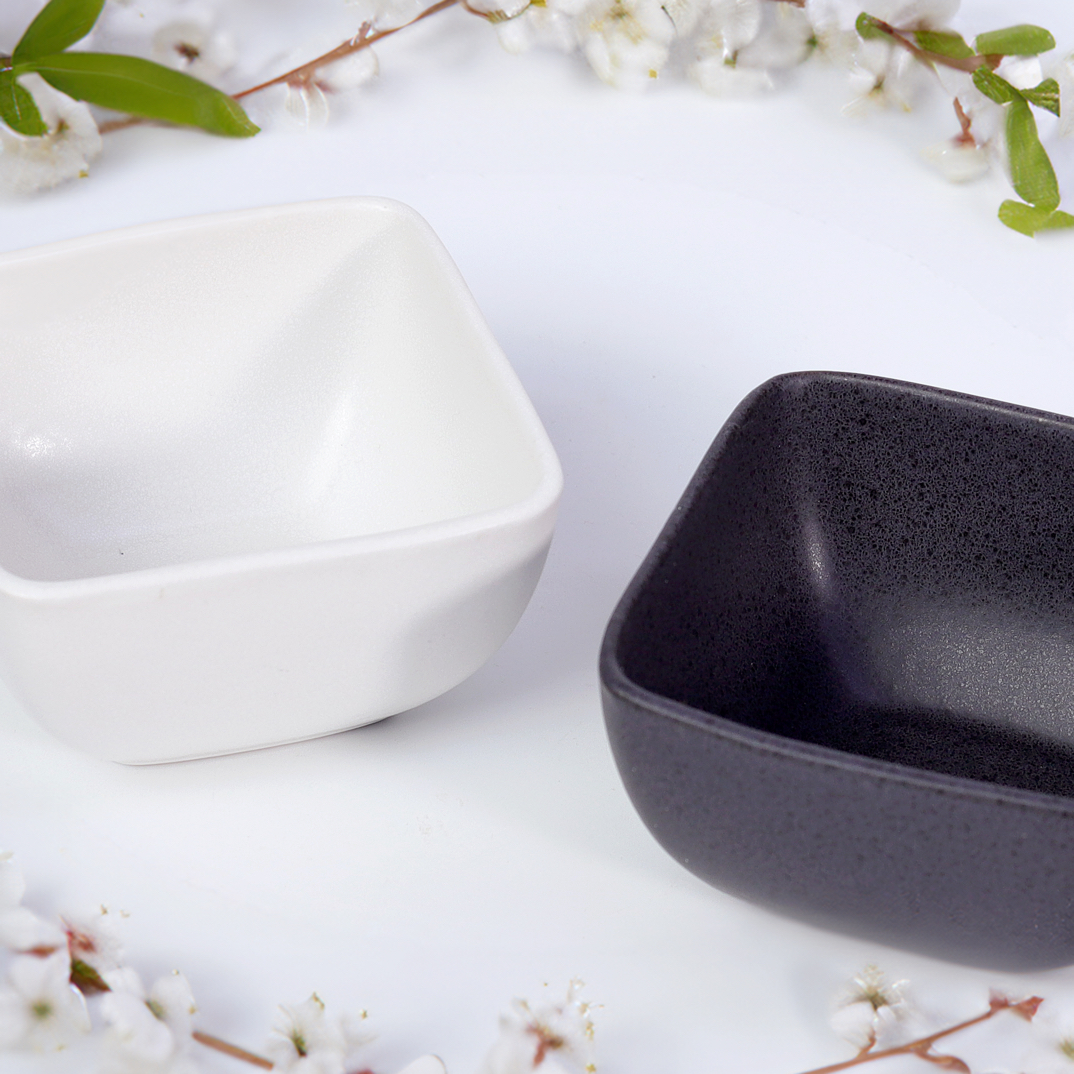 1104/1黑白方碗面碗简约自然风方碗|微瑕款