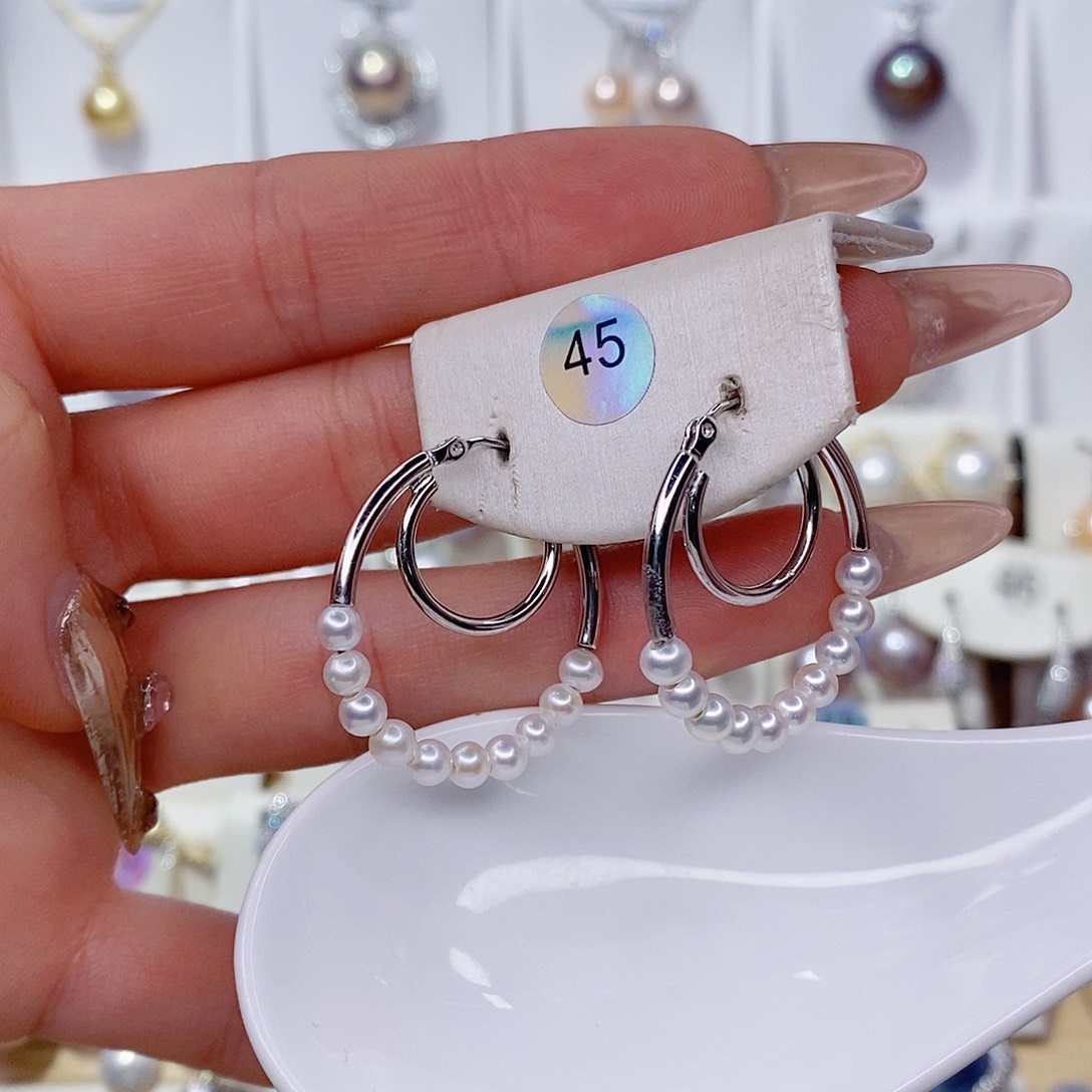 小***下淡水珍珠耳饰银S925镶嵌