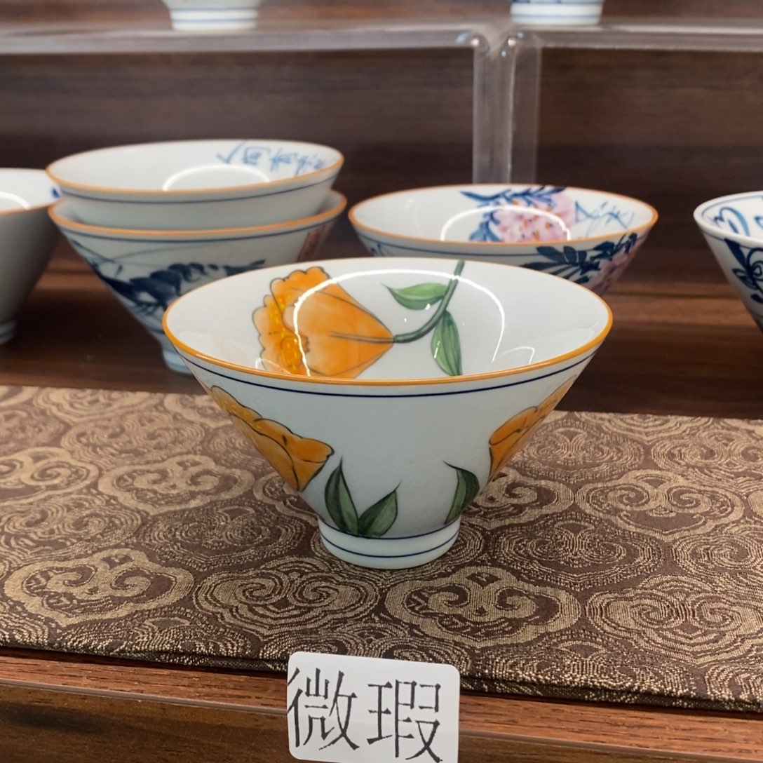 釉下彩老陶泥手工绘制