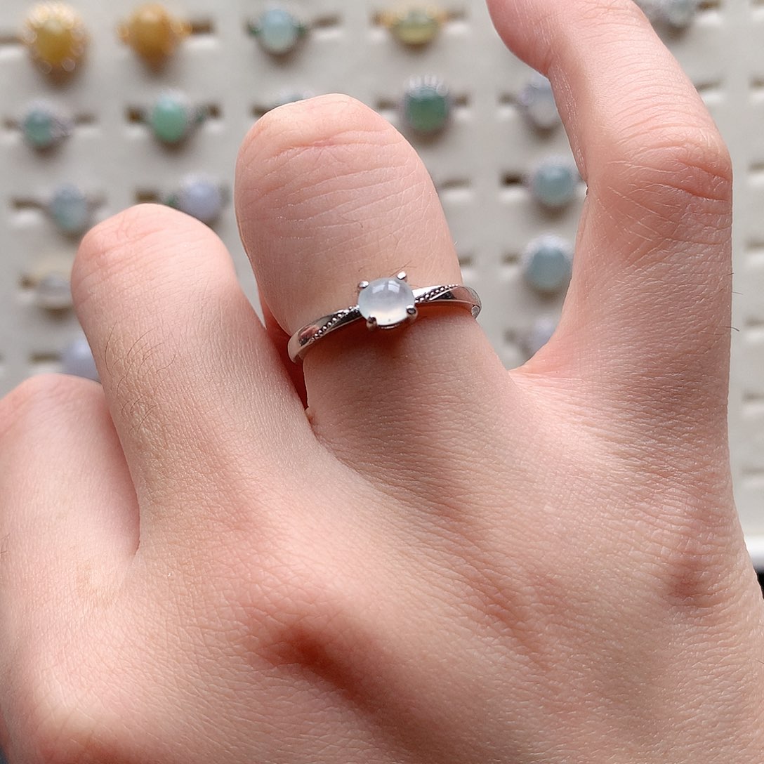 翡翠戒指银S925镶嵌0238