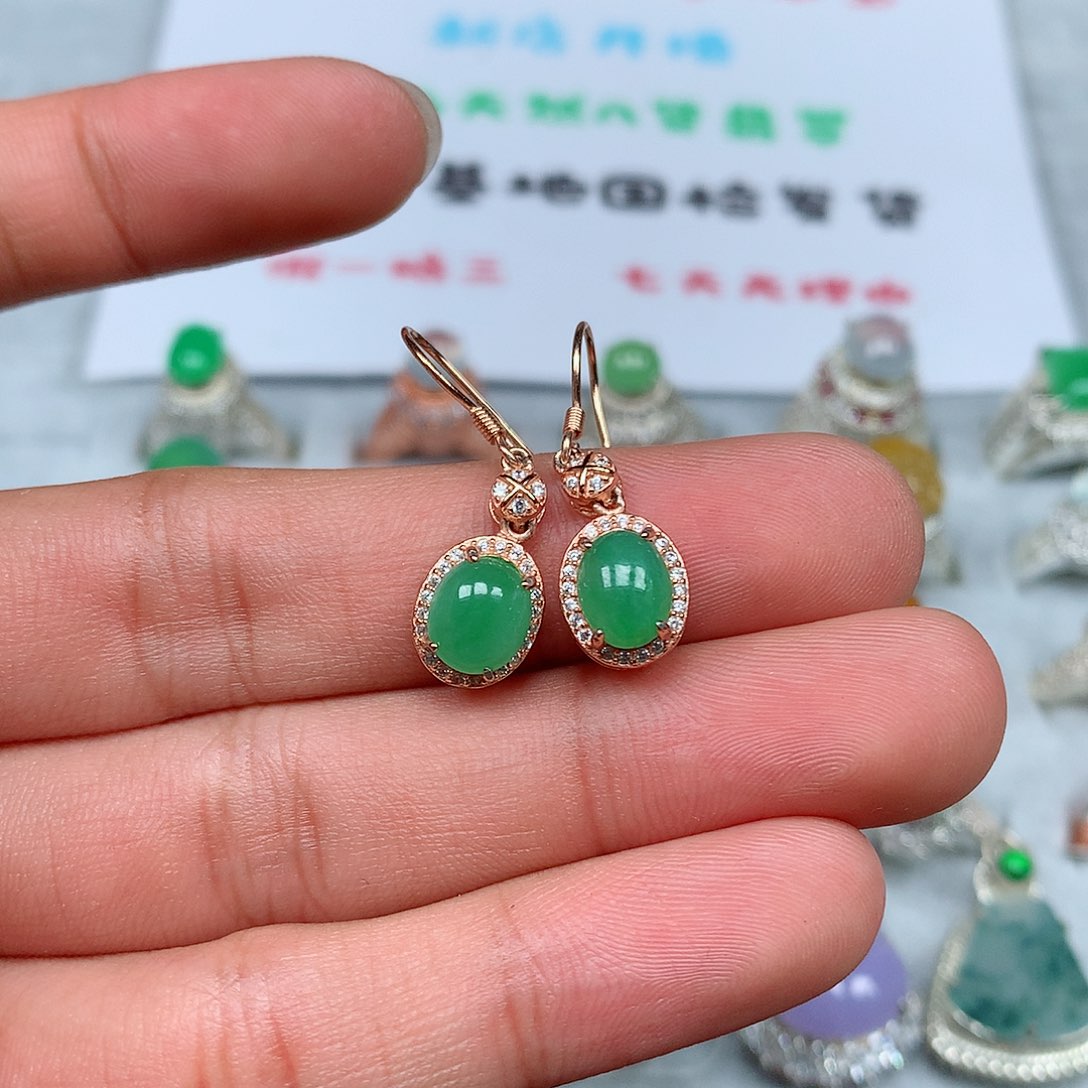 翡翠银S925镶嵌耳坠103号