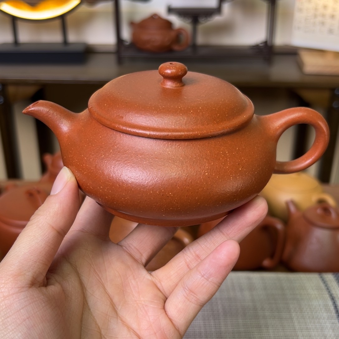 紫泥茶壶紫砂壶明炉红降坡220cc