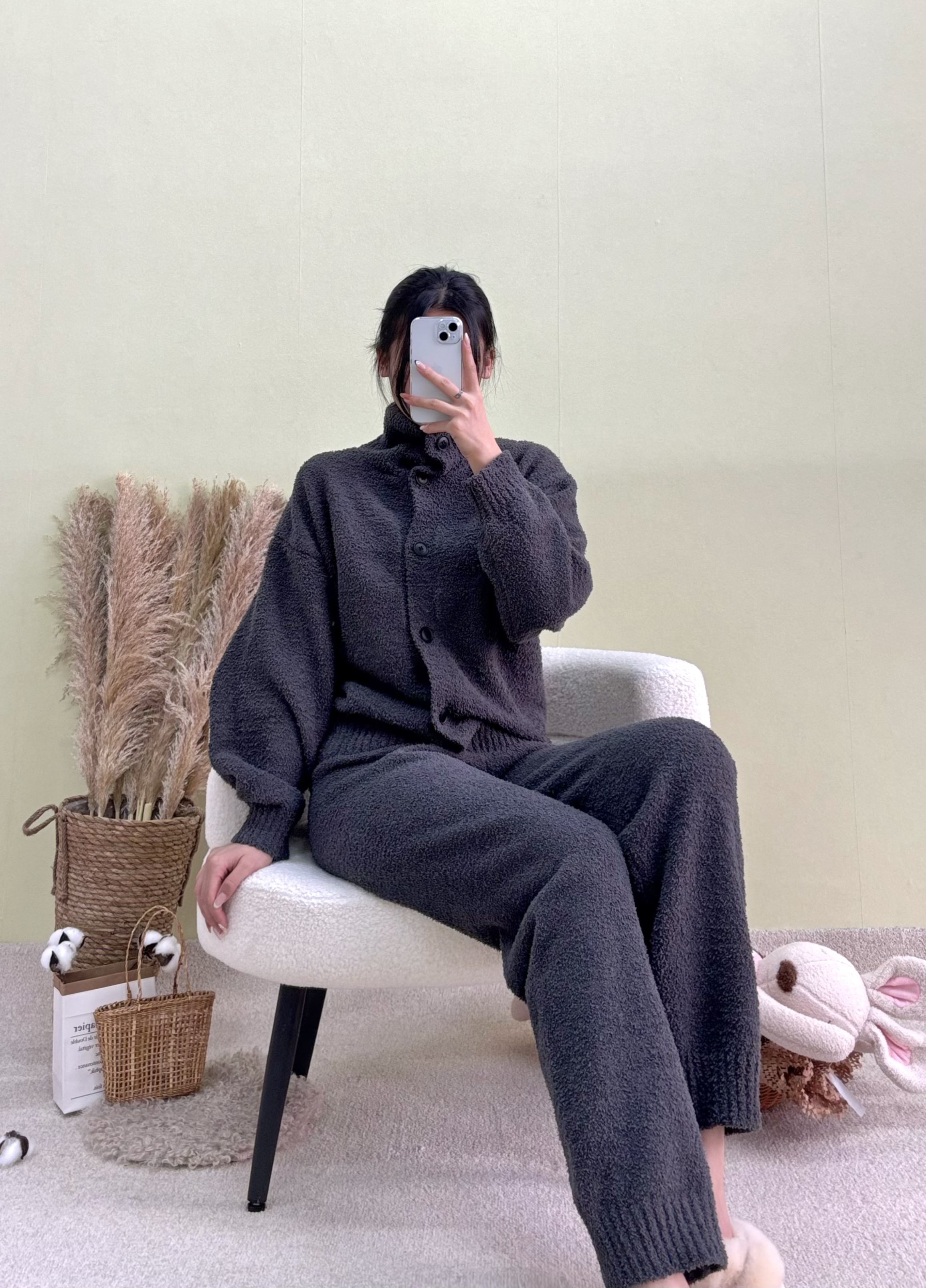 【清樾家居服】冬季新款半边绒慵懒风立领可翻领可外穿家居服套装