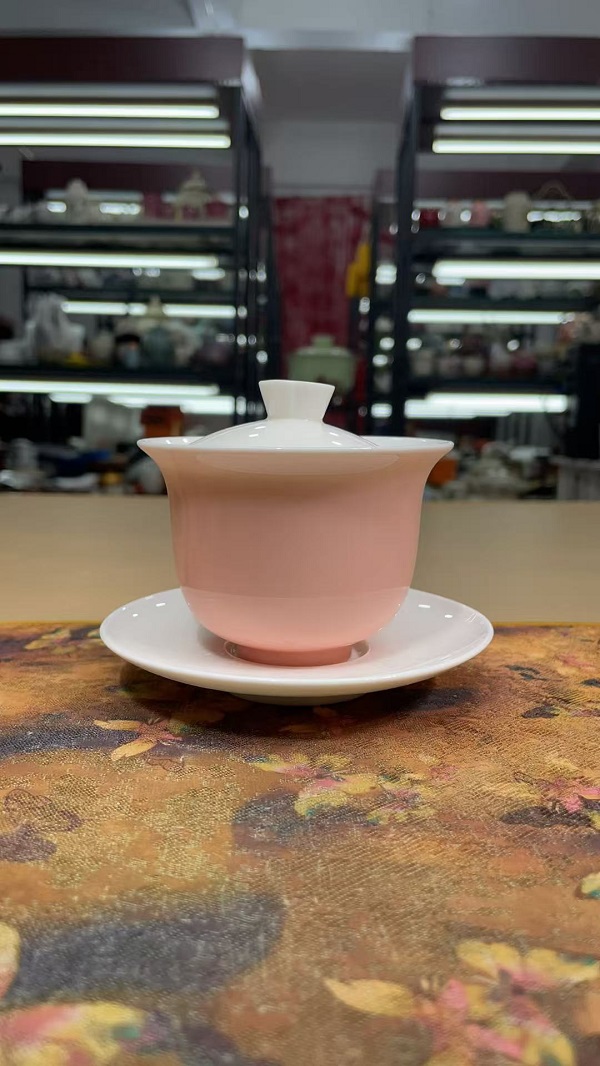 陶子茶具 粉色三才盖碗家用陶瓷泡茶碗功夫茶具-5530