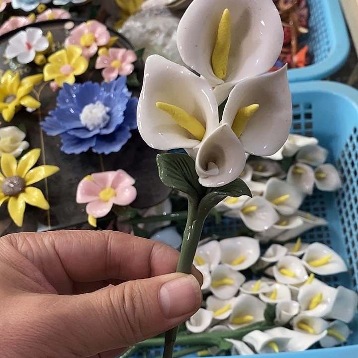 瓷片纯手工陶瓷花摆件1