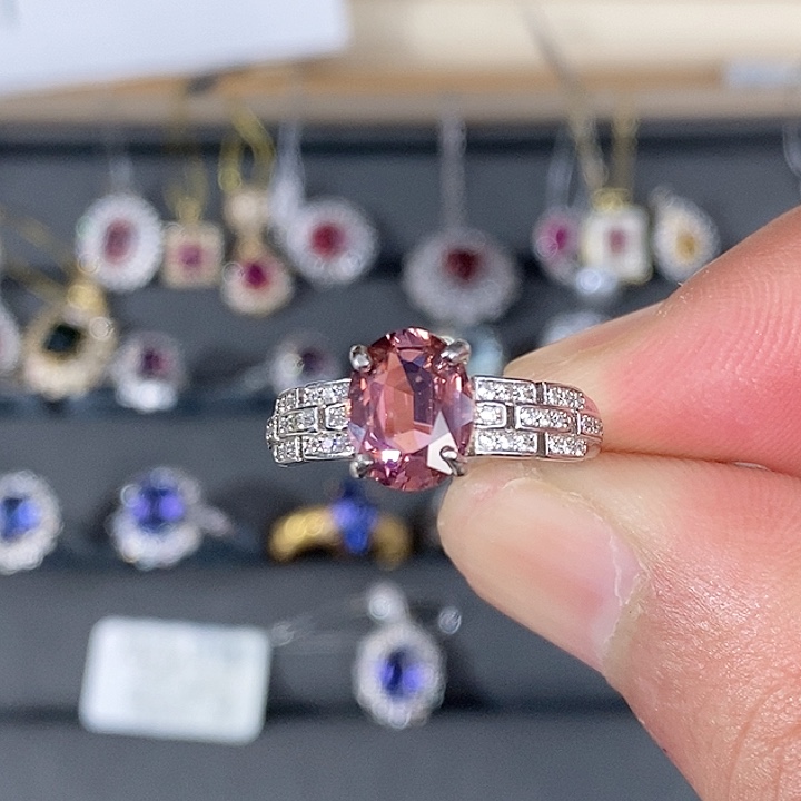 碧玺戒指银S925镶嵌戒指