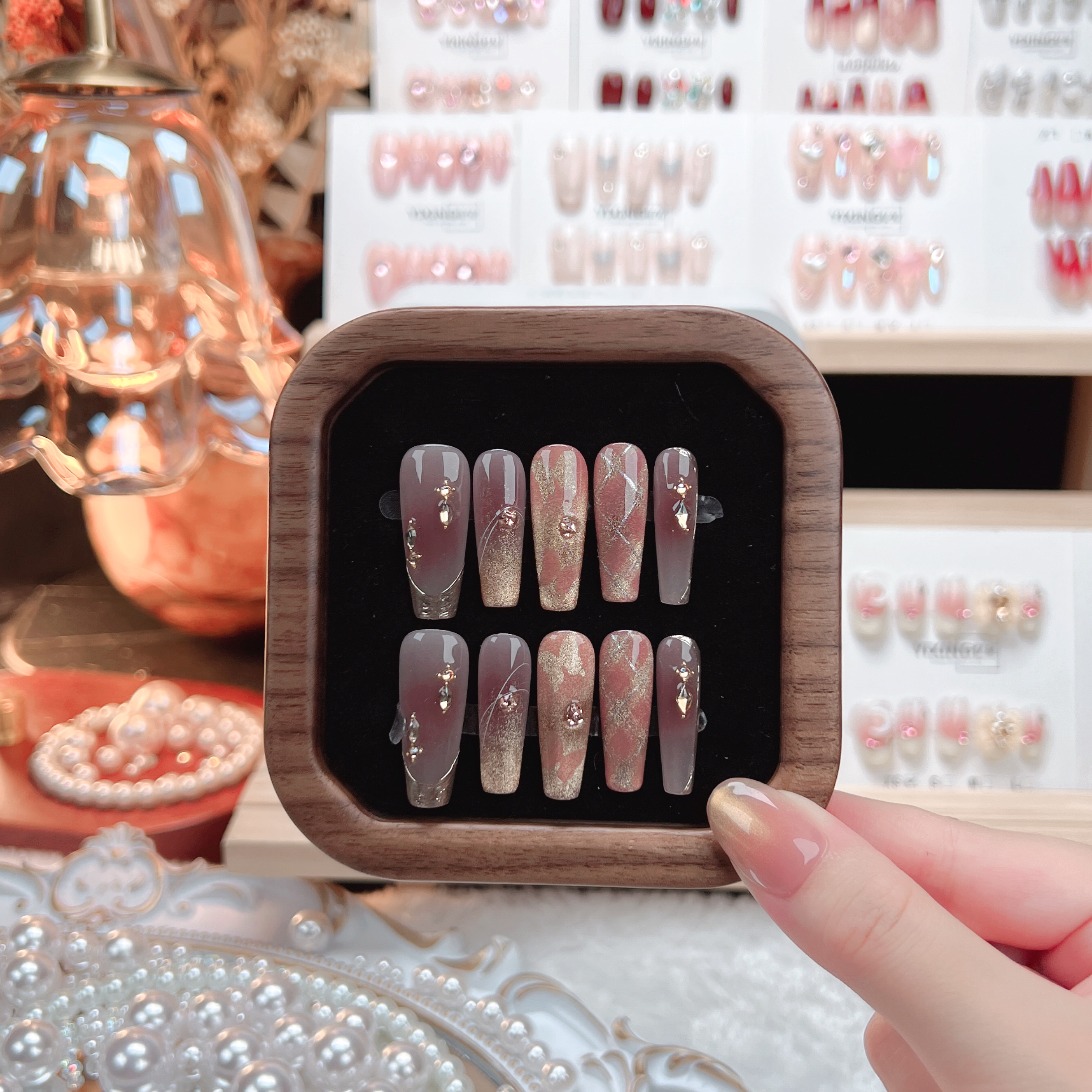 【蔓越莓莓】纯手工穿戴甲高级感巨显白渐变猫眼