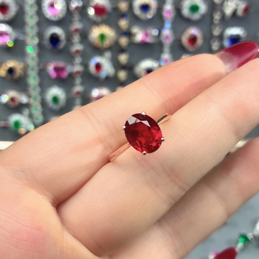 925银培育鸽血红色宝石