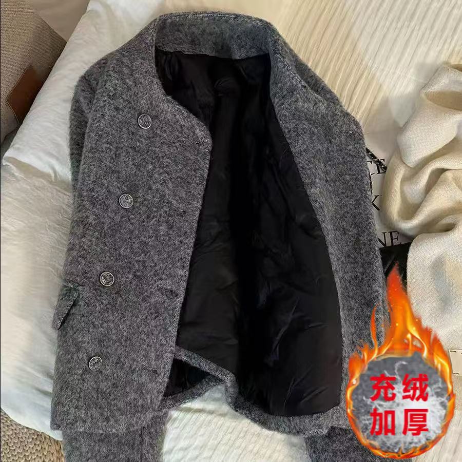 【现货+运费险】充绒灰色高级感小香风时尚短外套女加厚上衣P2438