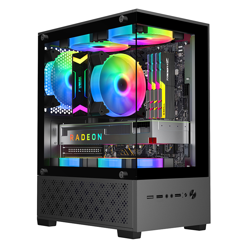 T8无立柱海景房电脑机箱台式matx主板玻璃全侧透明diy外壳itx