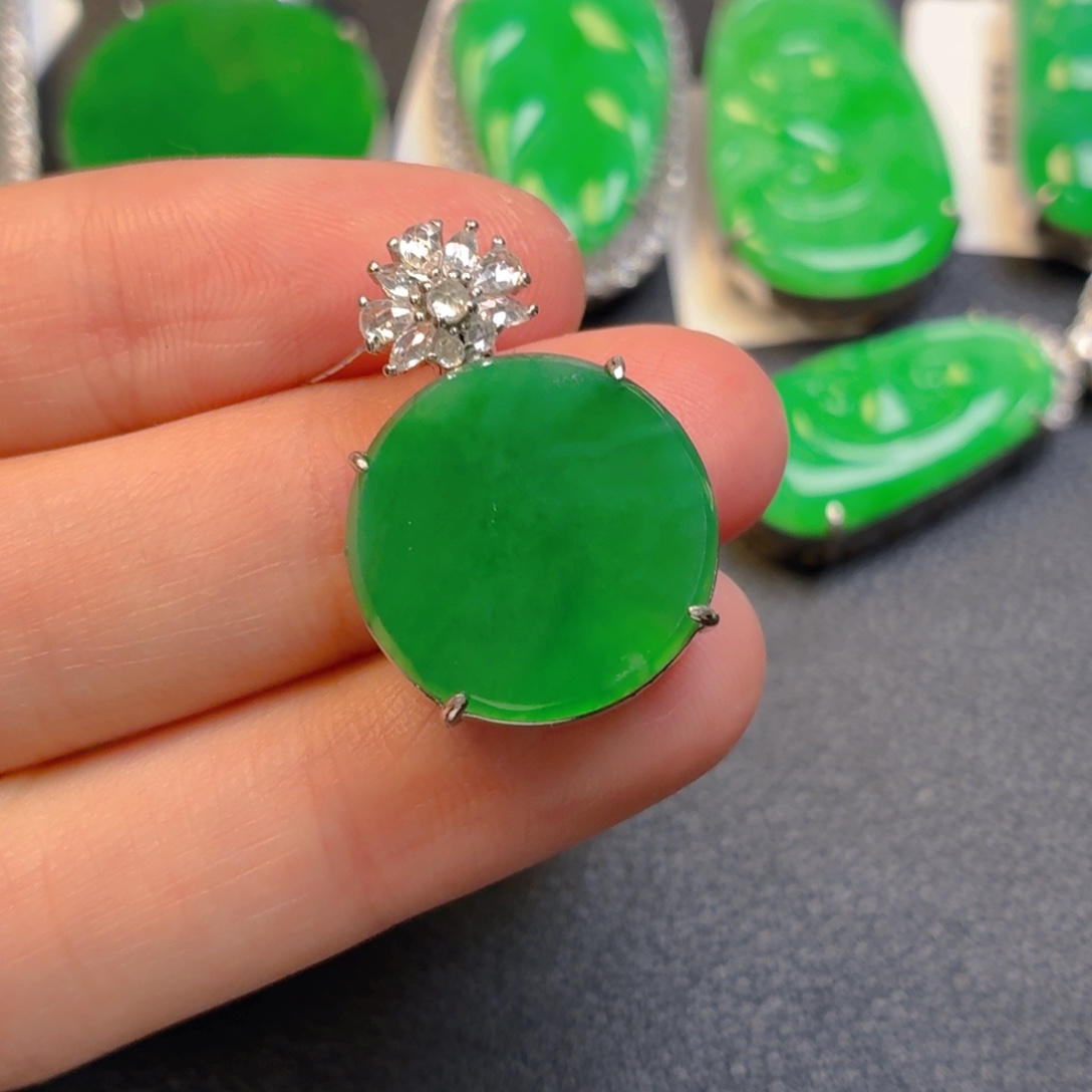 翡翠银S925镶嵌吊坠(不含链)