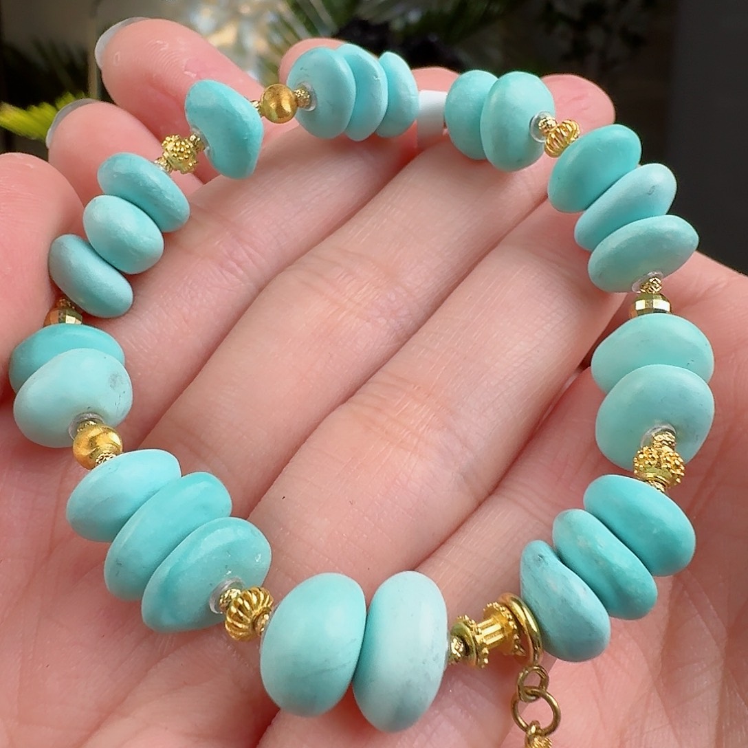 绿松石珠宝奇石18K金镶嵌