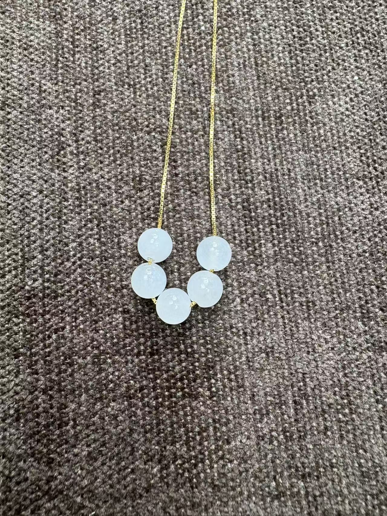 s925卡6mm白珠颈联项链