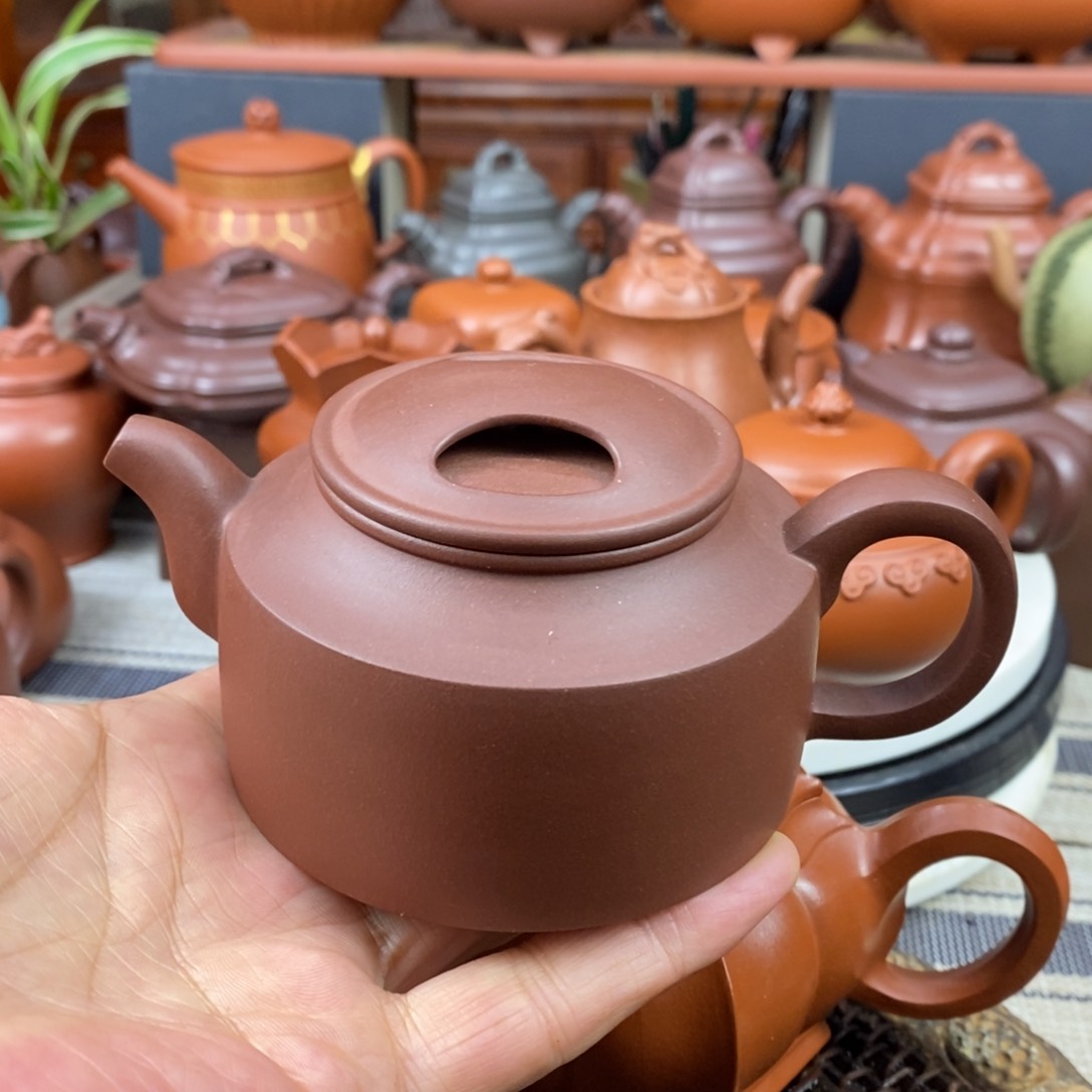 紫砂茶壶牛盖200cc原矿老紫泥