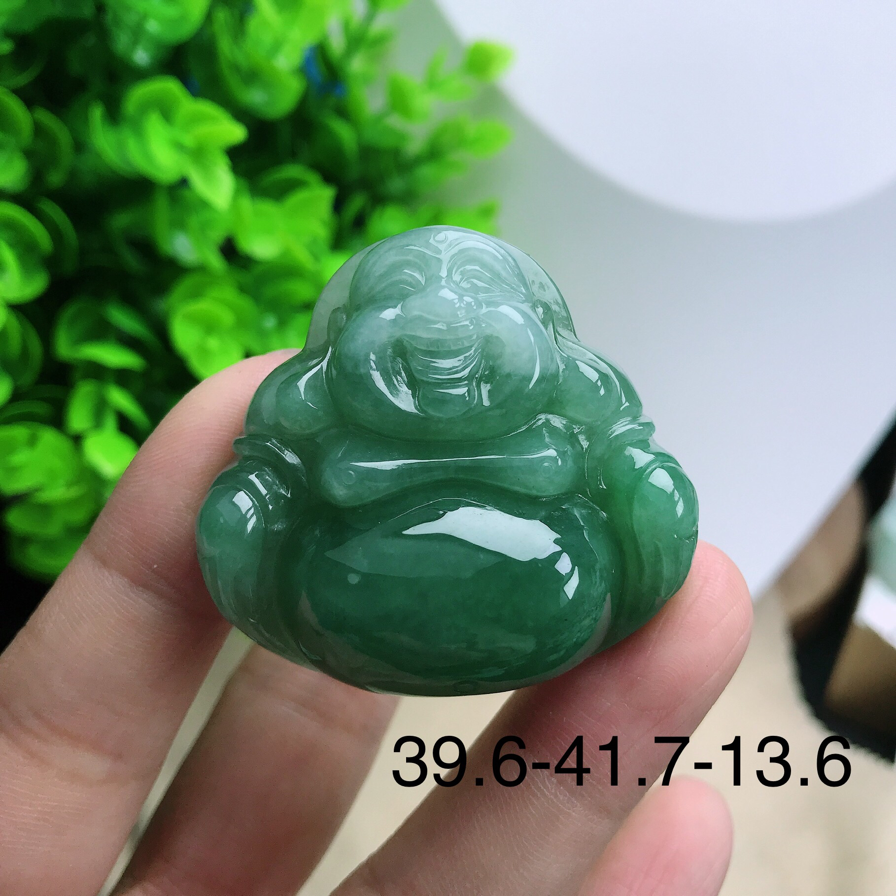 天然翡翠A货冰种满绿佛公吊坠