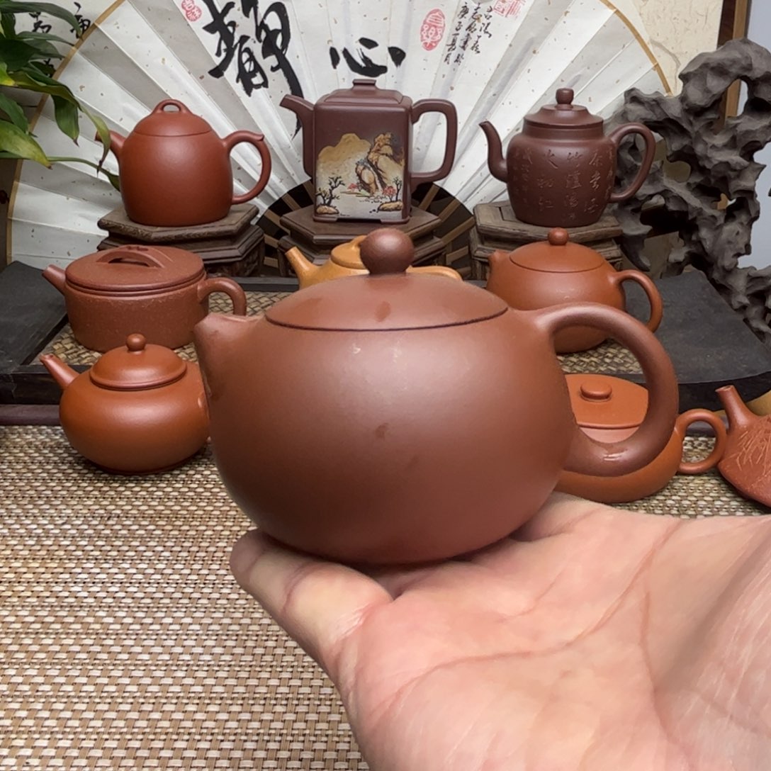 红***豆茶壶紫砂黄龙山紫泥半手工制作