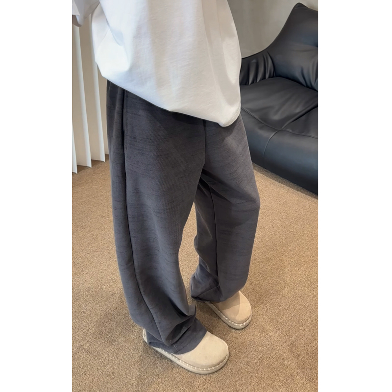 colyon男士加绒加厚卫裤竹节纹休闲裤直筒卫裤男秋冬宽松阔腿裤子