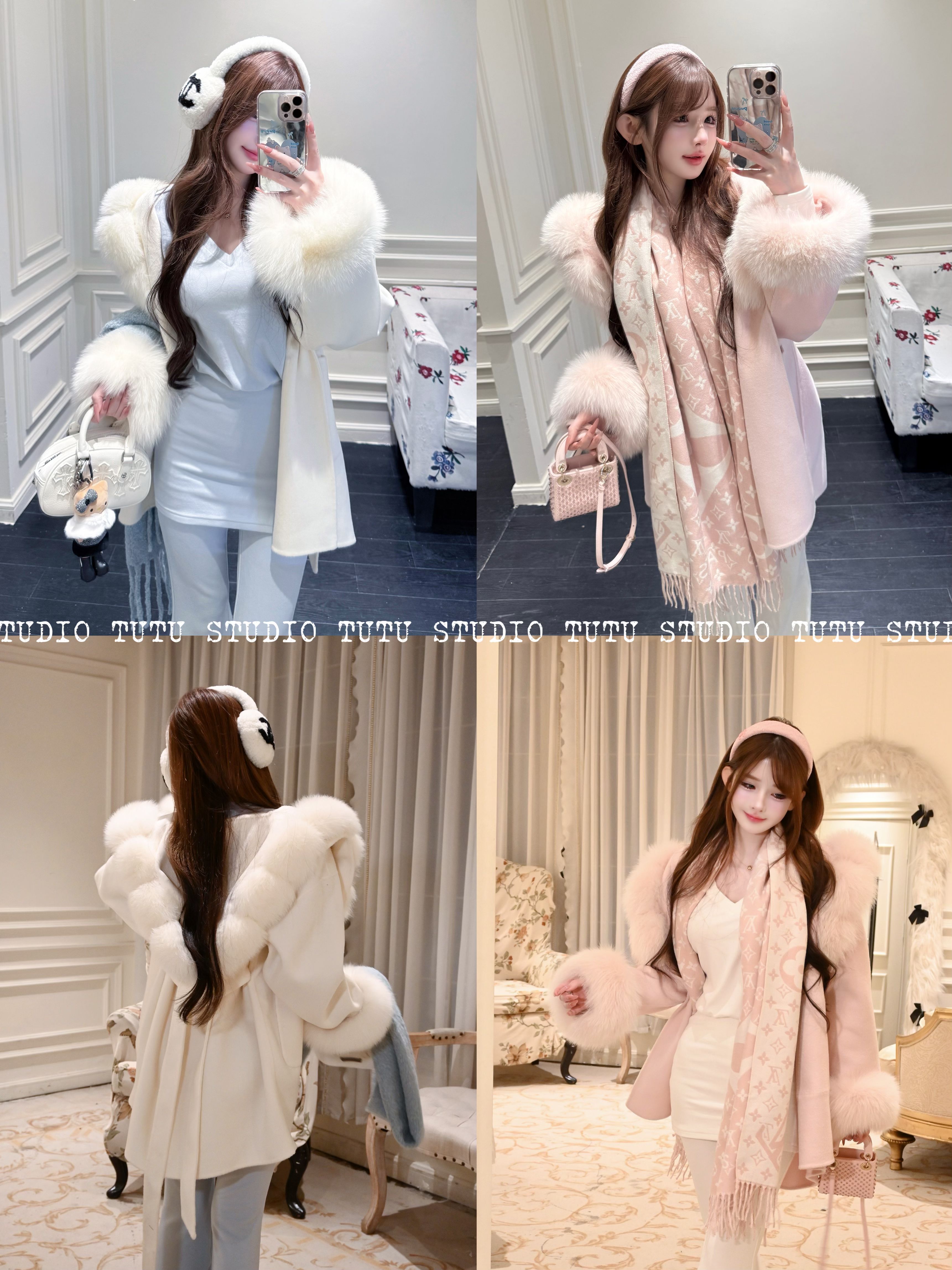 TUTU【柏林冬令时】100%羊毛/毛领狐狸毛修身气质皮草外套#WT1568