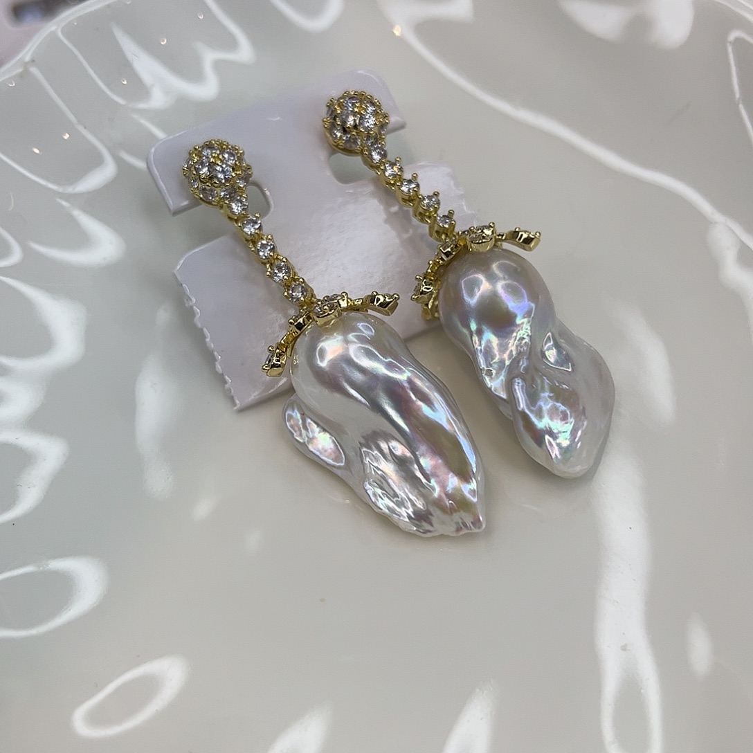 耳饰合金淡水珍珠