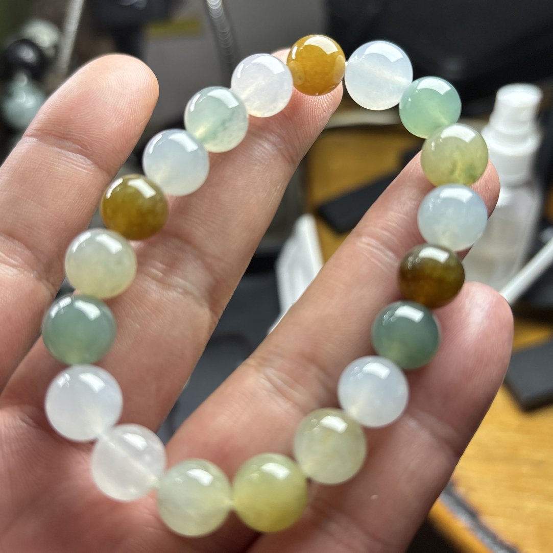 缅甸天然翡翠冰胶多宝卡10*19颗