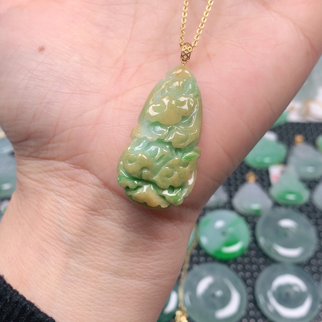 【闪购商品】翡翠吊坠(不含链)18K金镶嵌