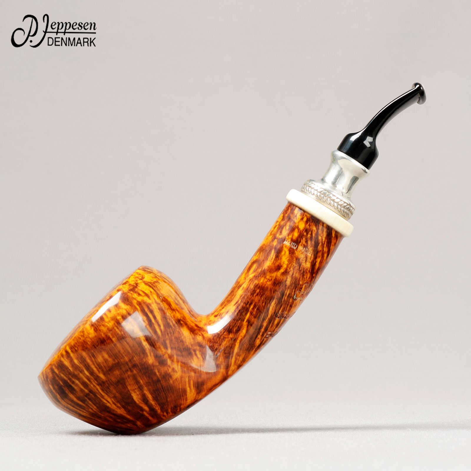 丹麦 吉普森 光面长腿微弯 典藏6级 银圈 3mm 手工石楠木烟斗