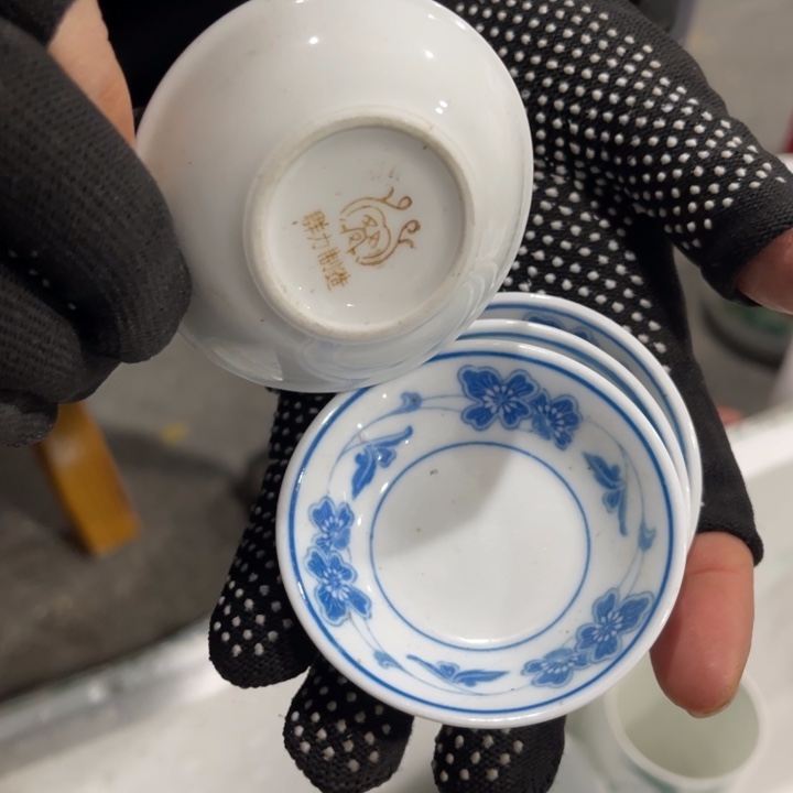 醴陵釉下6.3厘米80后微瑕四个