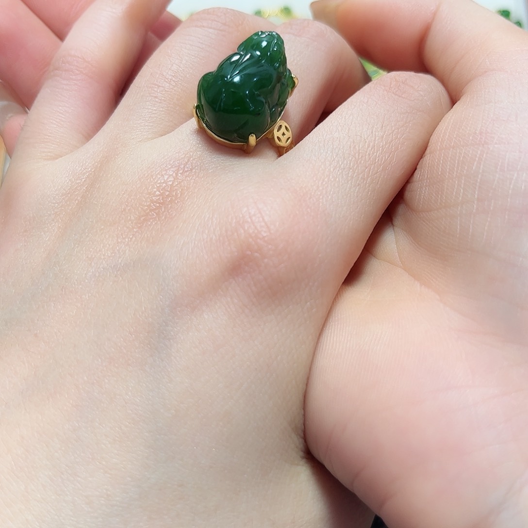 和田玉戒指银S925镶嵌