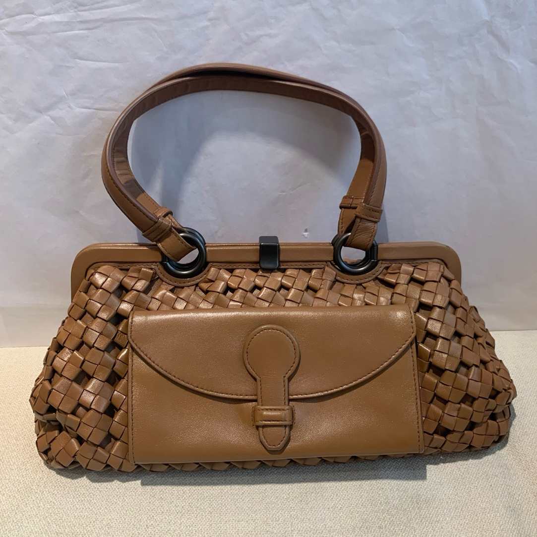95新 BOTTEGA VENETA/葆蝶家 95新-编织蛙口元宝托特包 