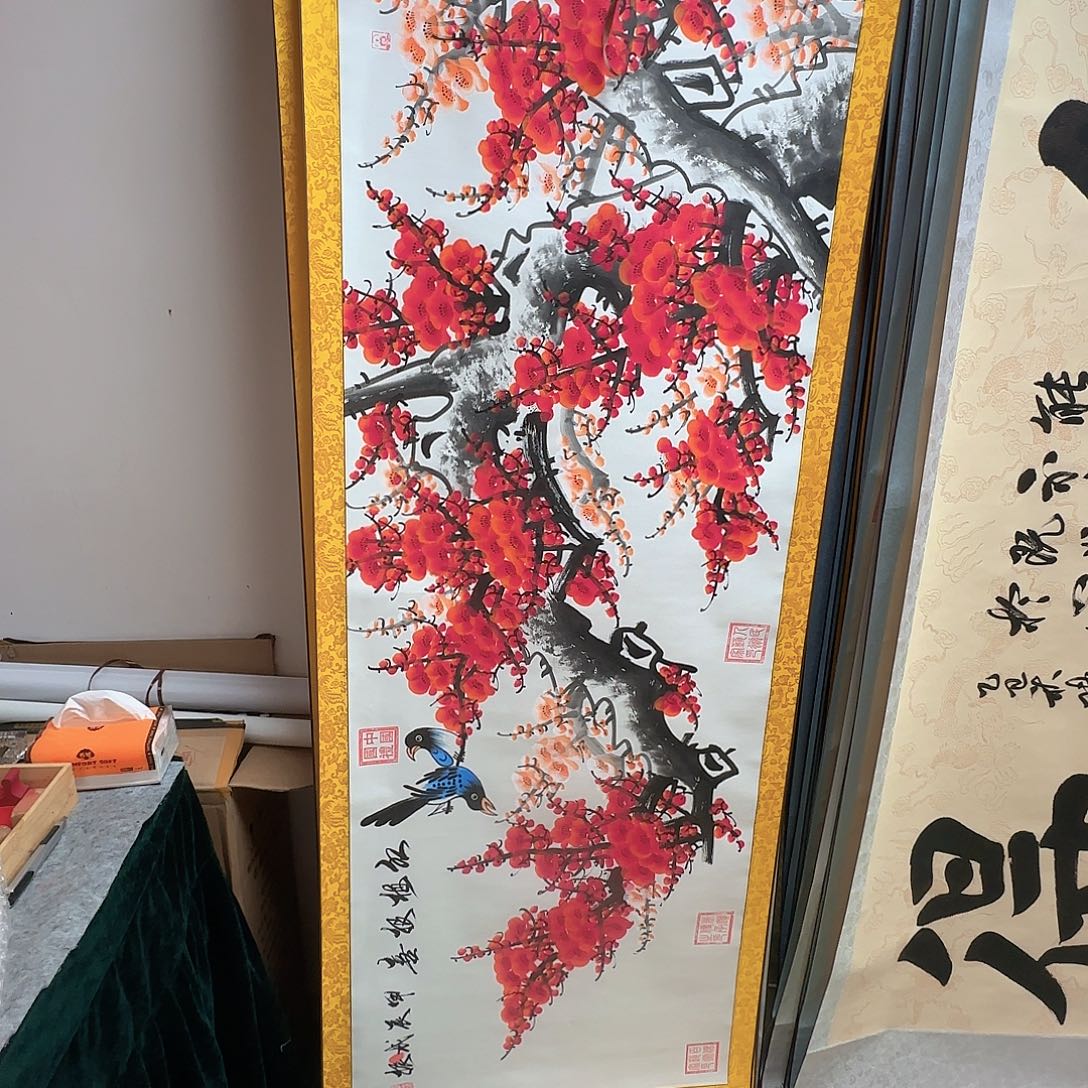 书法红梅报喜图梅花