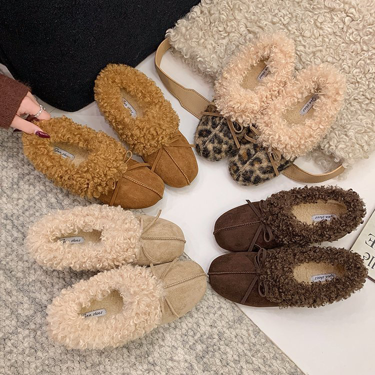 【喜番】新款内增高加绒保暖毛毛鞋女冬季气质绒面尖头浅口通勤单鞋