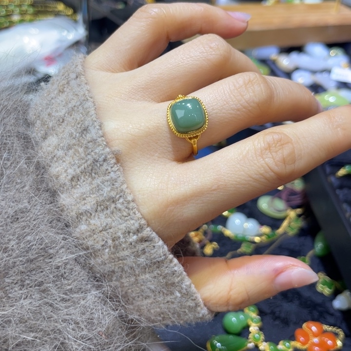 和田玉银S925镶嵌戒指