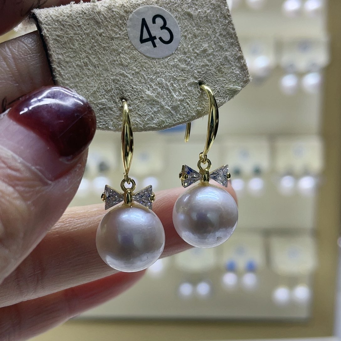 淡水珍珠耳饰银S925镶嵌