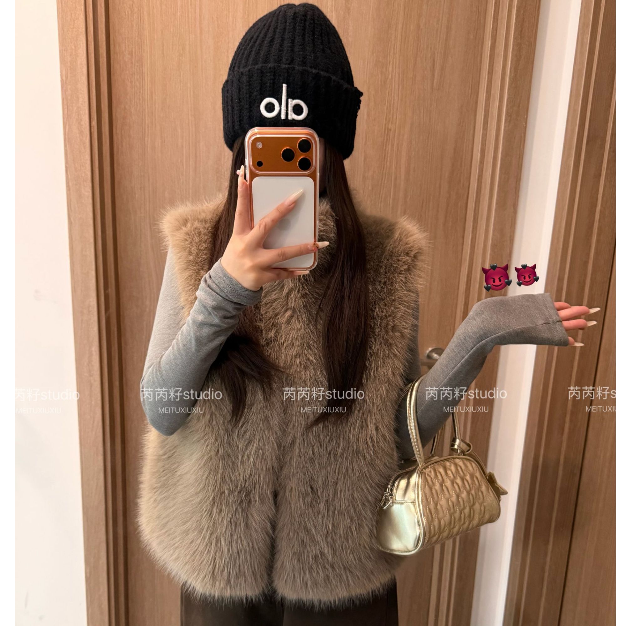 仿皮草马甲 立领毛毛马甲女宽松百搭秋冬背心毛毛外套