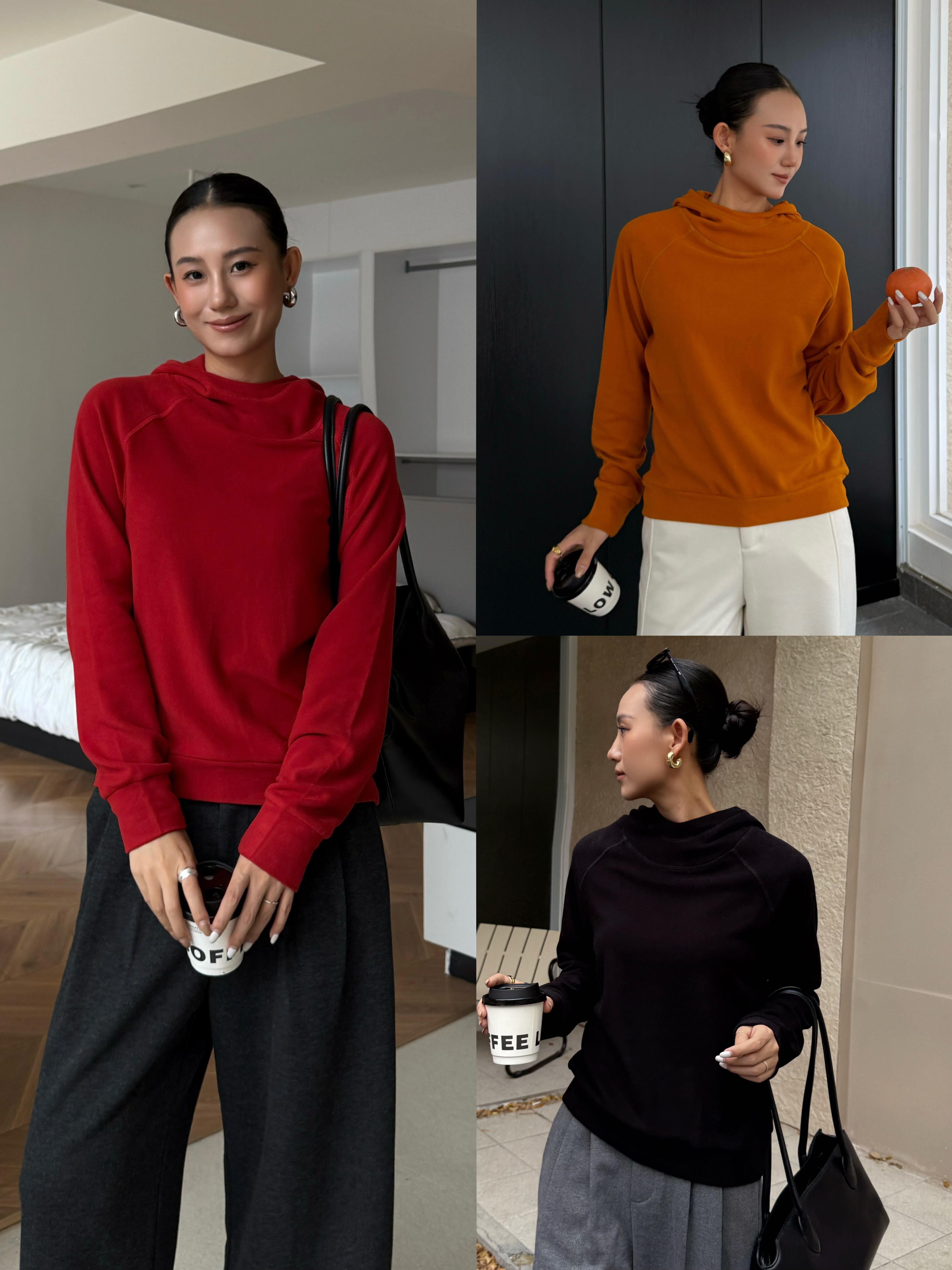 GFF STUDIO【连帽基础卫衣】纯色连帽插肩时髦极简有型卫衣女