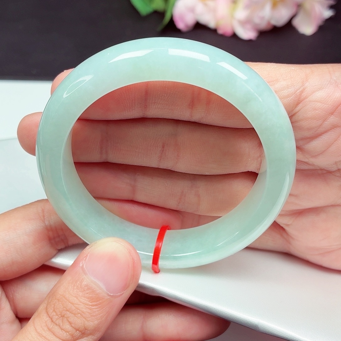 翡翠足银镶嵌手镯56圈口