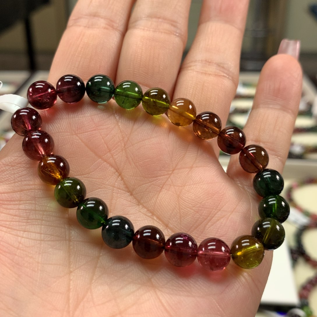 碧玺手链未镶嵌金*儿8毫米左右