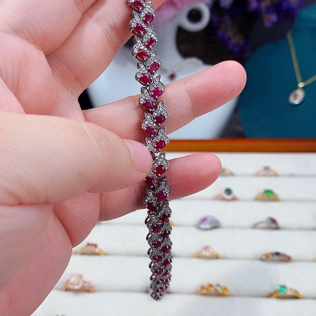 红宝石手链银S925镶嵌