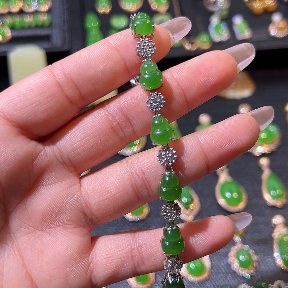 和田玉（碧玉）手链银S925镶嵌